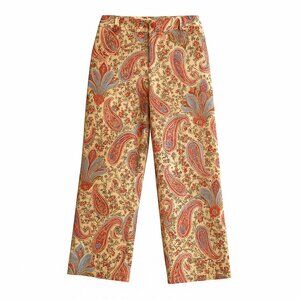 Vintage Talbots Paisley Crop Pants Size 4 (90s / Y2K) Stretch Cotton